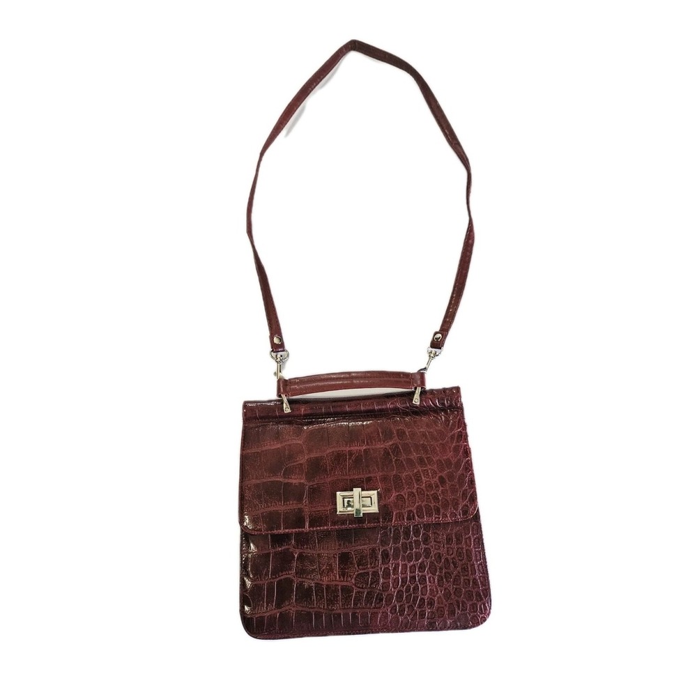 Bueno VINTAGE Shoulder/Handbag Red Leather Faux Alligator Pattern